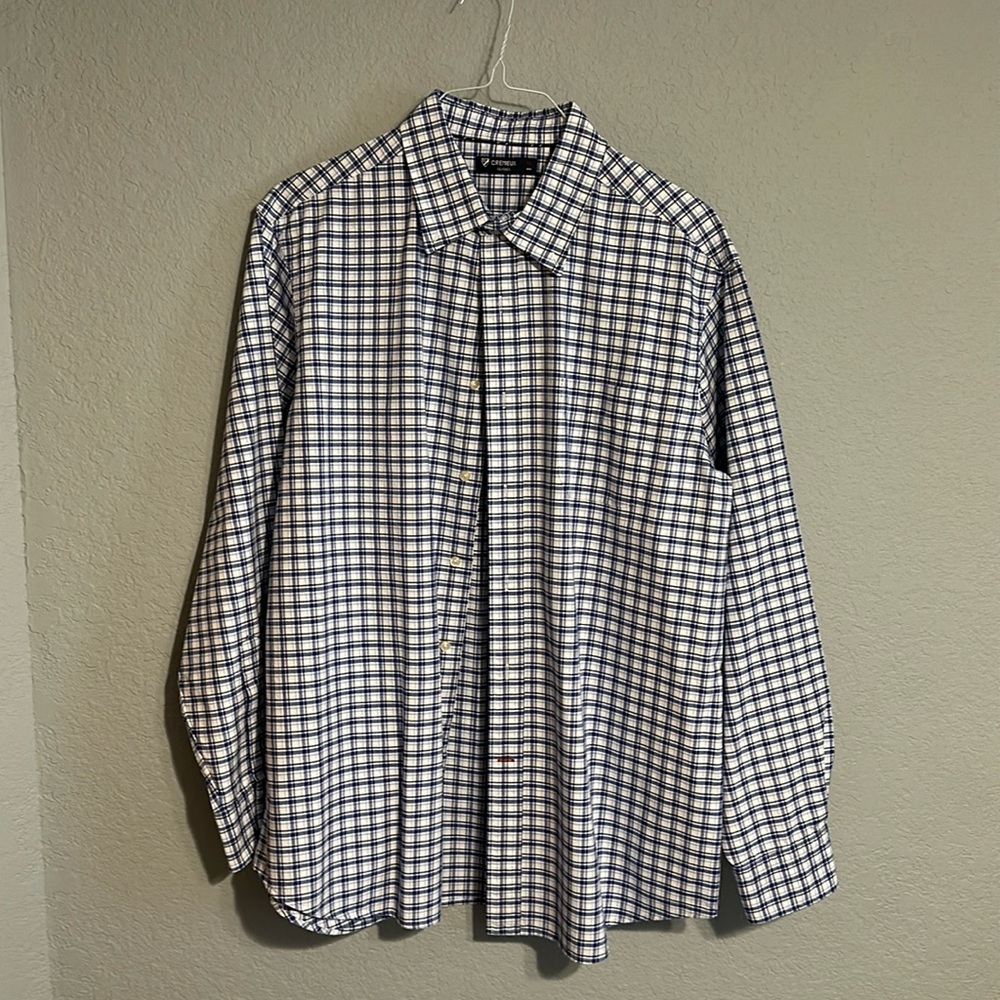 Daniel Cremieux Long-Sleeve Button Down Shirt, Size XL, White/Blue